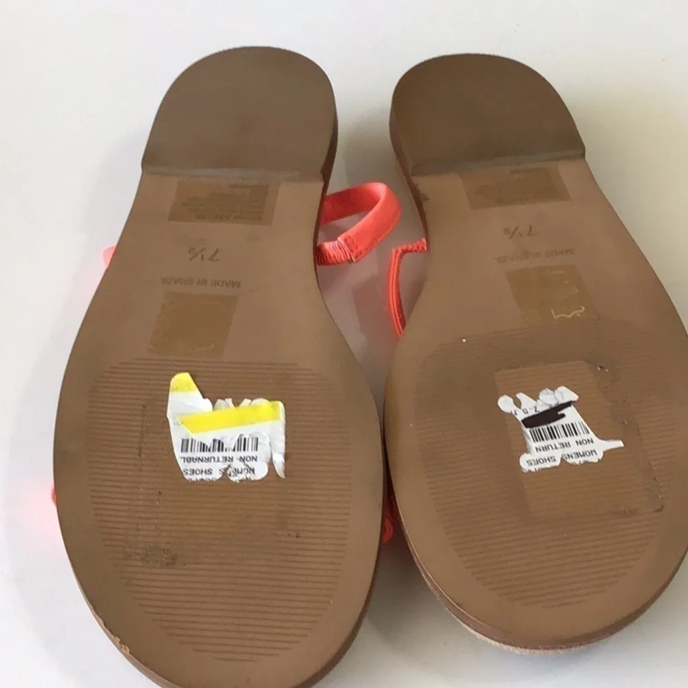Made well strap he sandals flats size 7.5 leather made in Brazil Coral